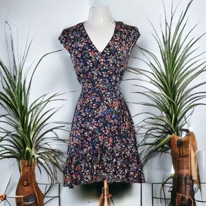 J.Crew Navy Floral Front Wrap Dress